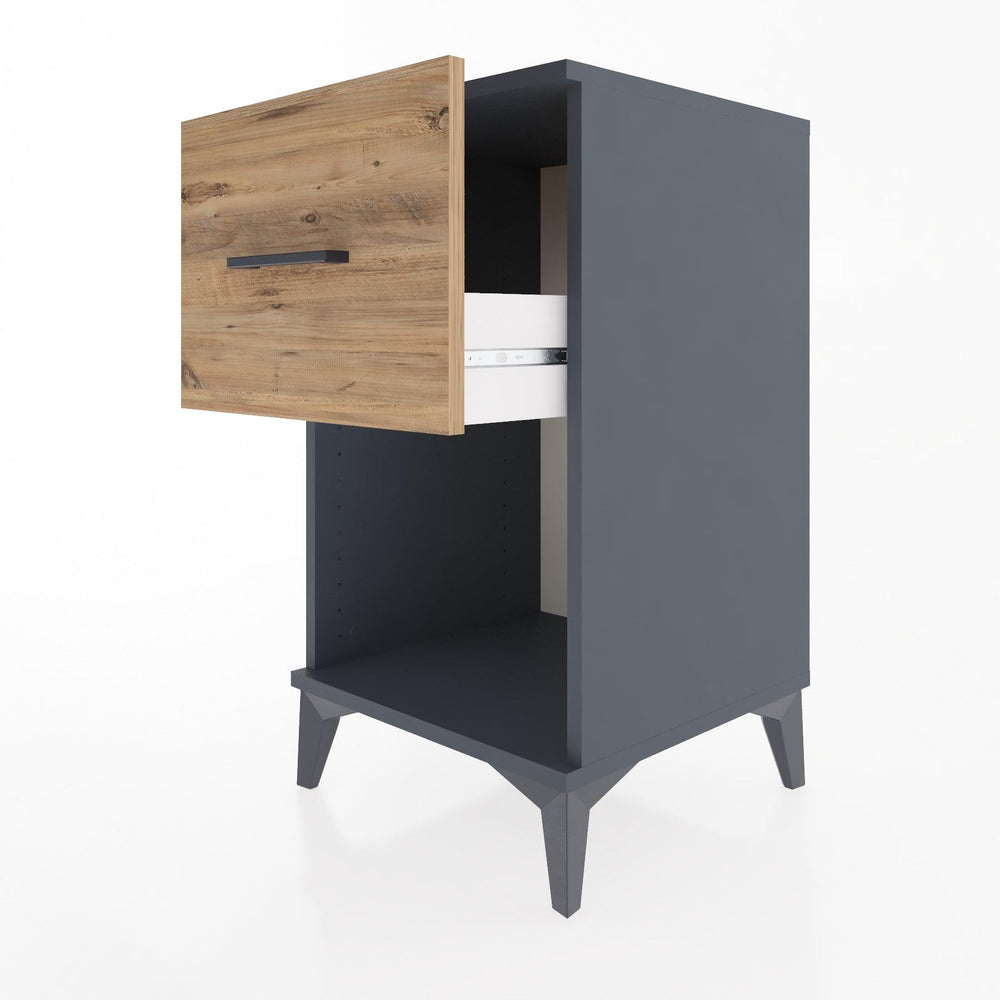 Woodntry Modüler Komodin Antrasit 44x44x68 cm Çekmeceli ve Raflı CR9-2