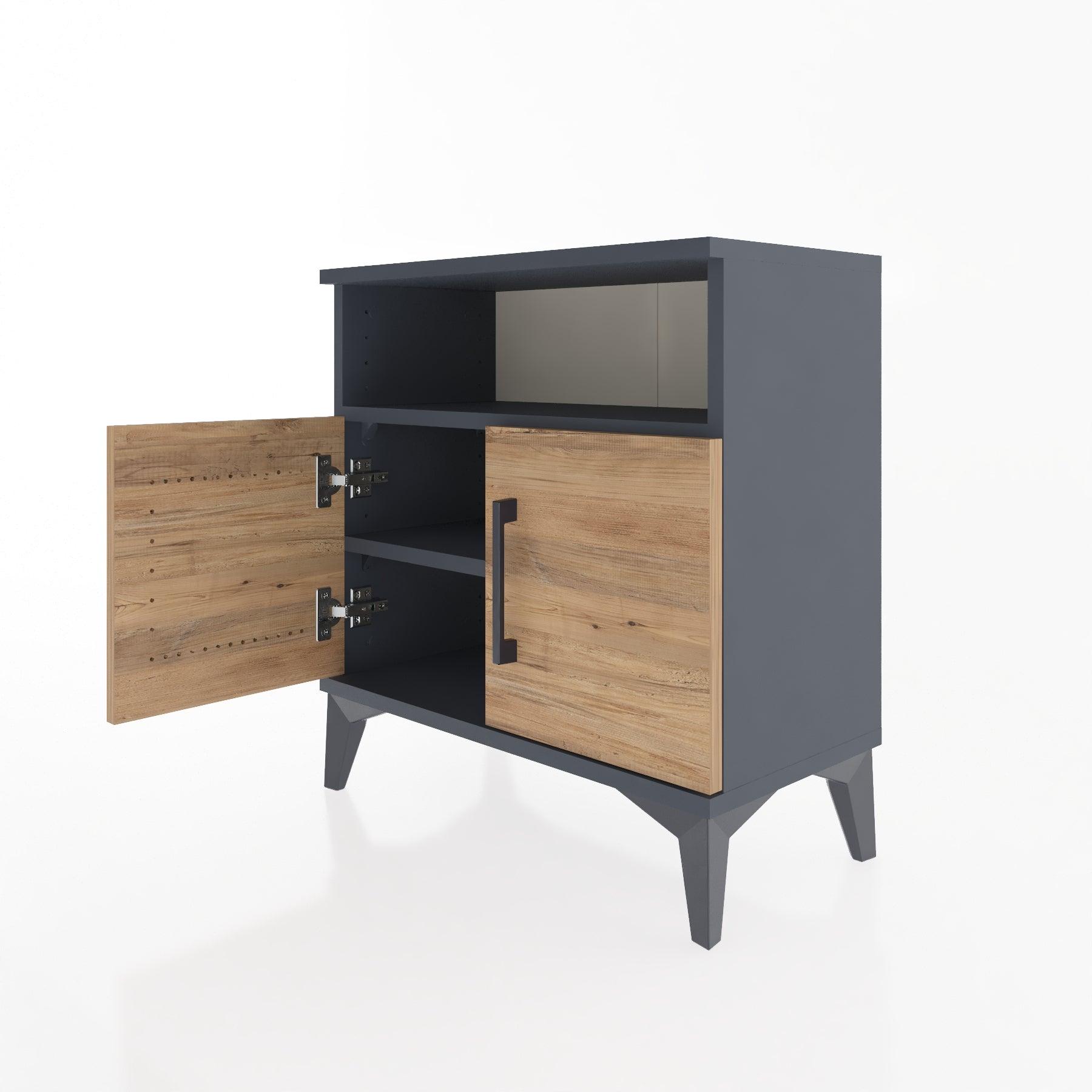 Woodntry Modular Nightstand Anthracite 60x30x52 cm with Cover and Shelf KR9-2