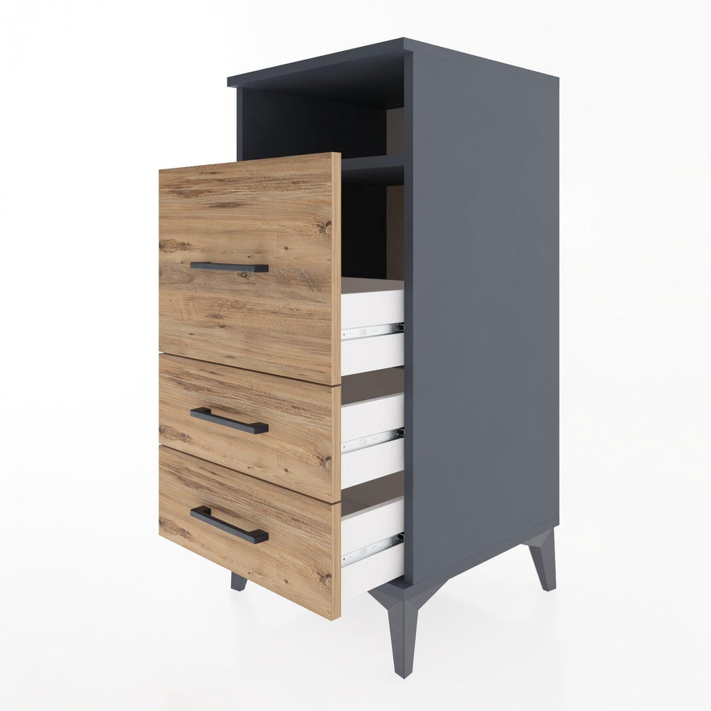 Woodntry Modular Nightstand Anthracite 44x44x84 cm with Drawers and Shelves CR9-2