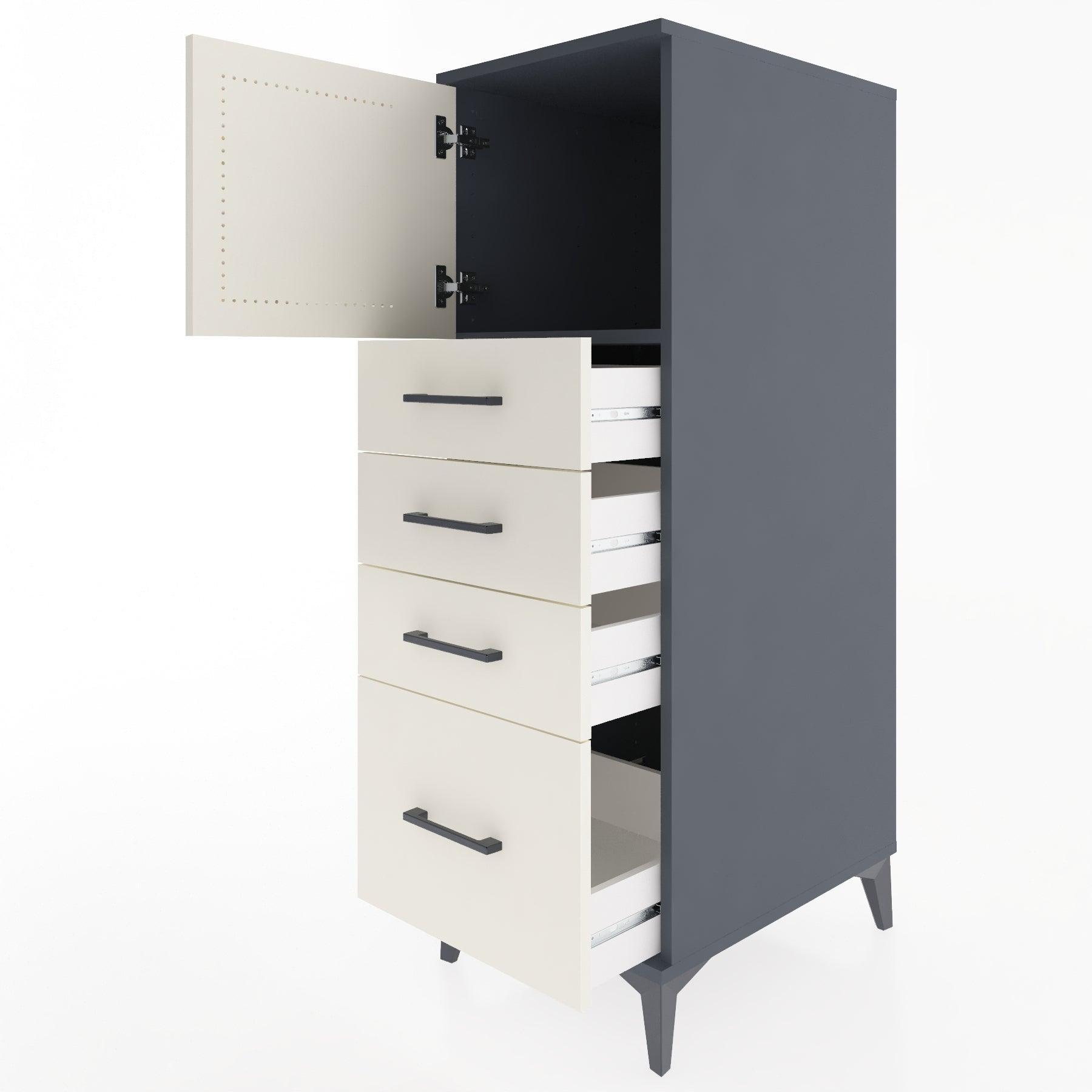 Woodntry Modular Cabinet Anthracite 44x30x122 cm with Doors and Drawers KC9-2
