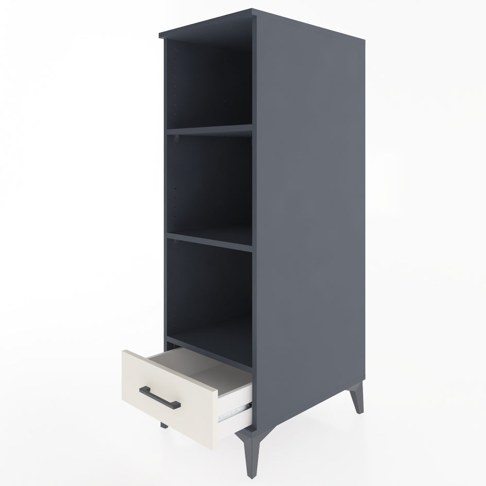 Woodntry Modüler Dolap Antrasit 44x30x122 cm Çekmeceli ve Raflı CR109-2