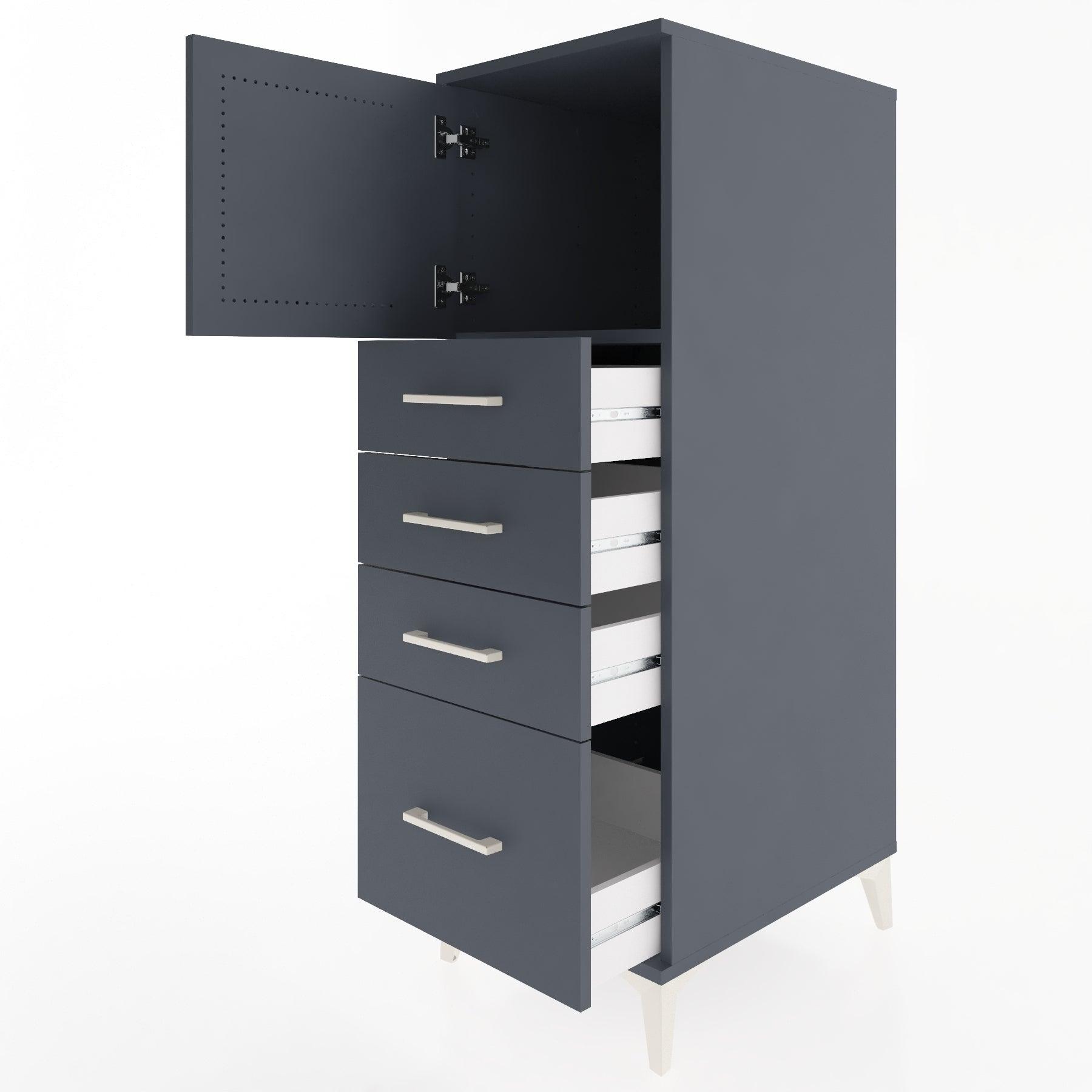 Woodntry Modular Cabinet Anthracite 44x30x122 cm with Doors and Drawers KC9-2