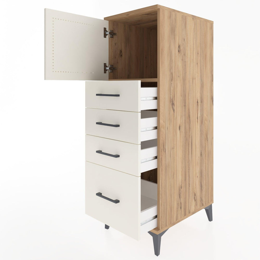 Woodntry Modular Cabinet Pine 44x30x122 cm with Doors and Drawers KC9-3