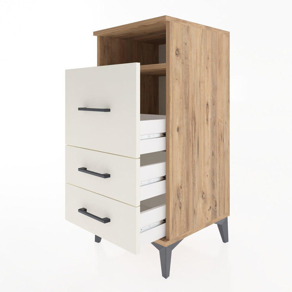 Woodntry Modüler Komodin Çam 44x44x84 cm Çekmeceli ve Raflı CR9-3