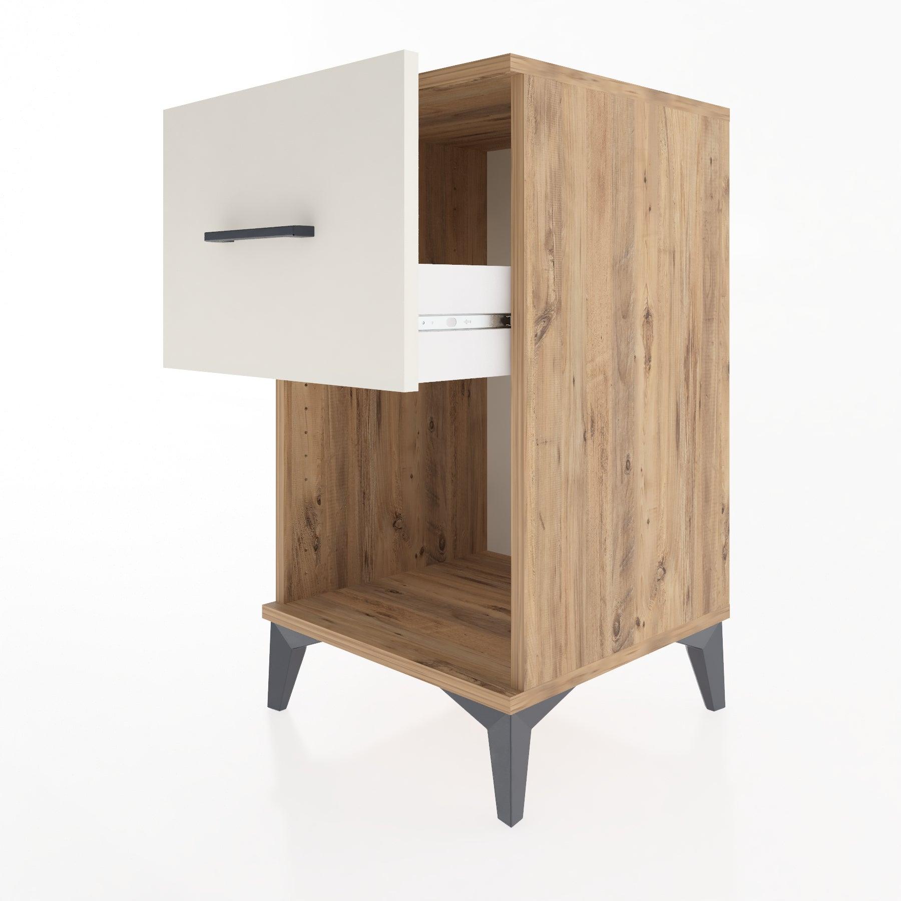 Woodntry Modular Nightstand Pine 44x44x68 cm with Drawers and Shelves CR9-3