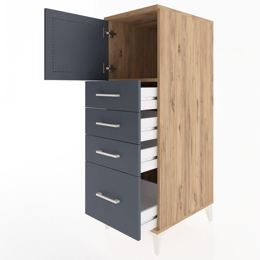 Woodntry Modular Cabinet Pine 44x30x122 cm with Doors and Drawers KC9-3