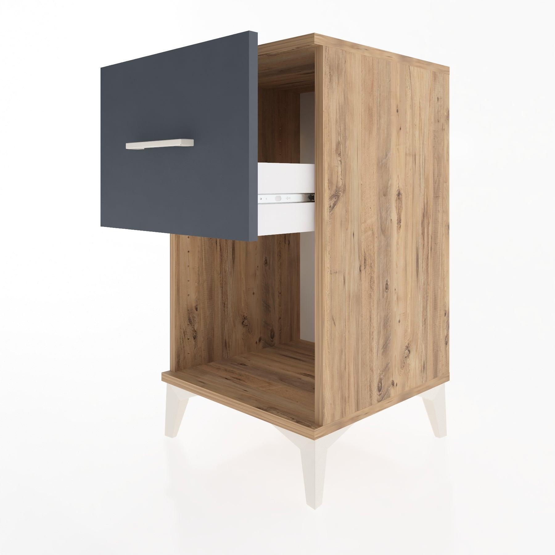 Woodntry Modular Nightstand Pine 44x44x68 cm with Drawers and Shelves CR9-3