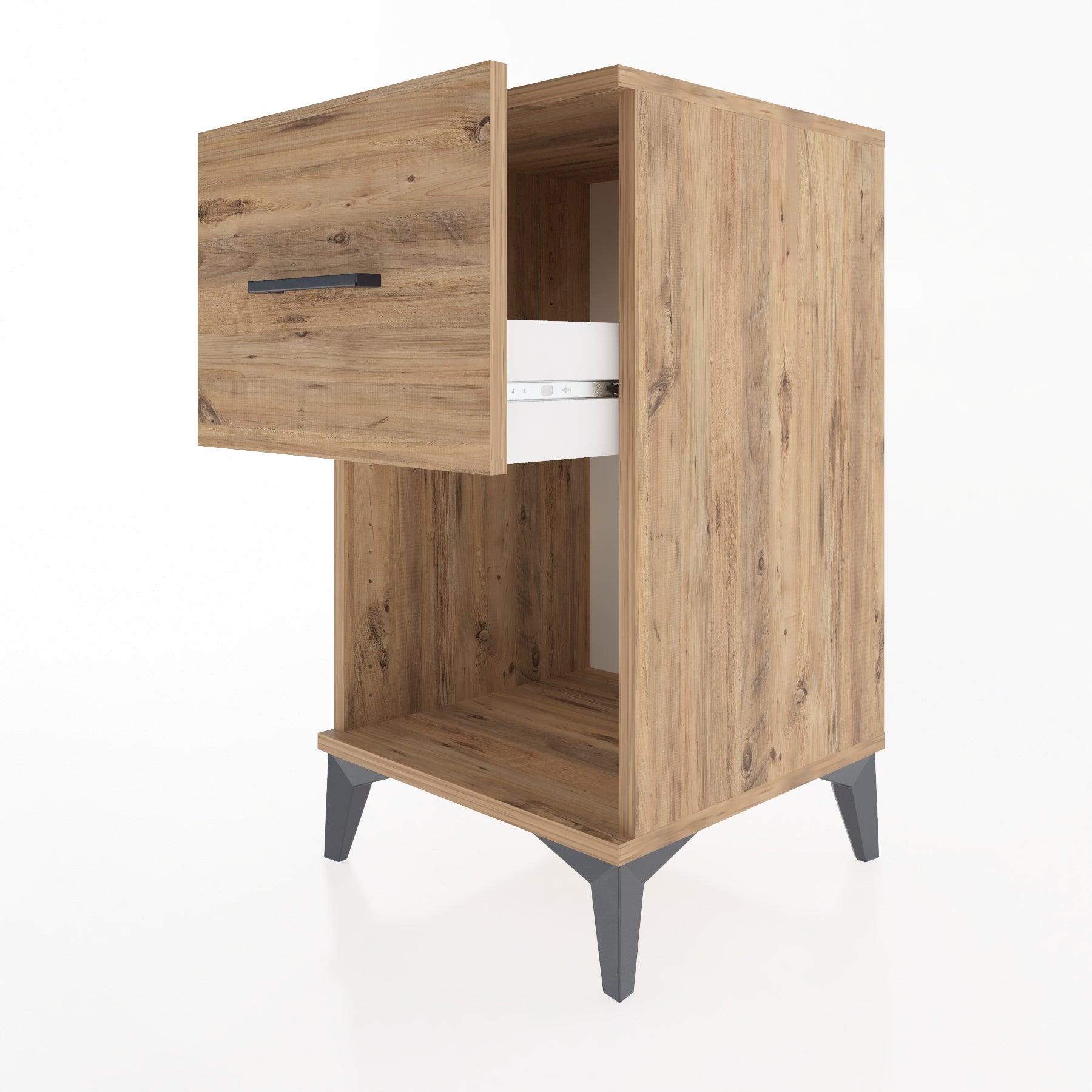 Woodntry Modular Nightstand Pine 44x44x68 cm with Drawers and Shelves CR9-3