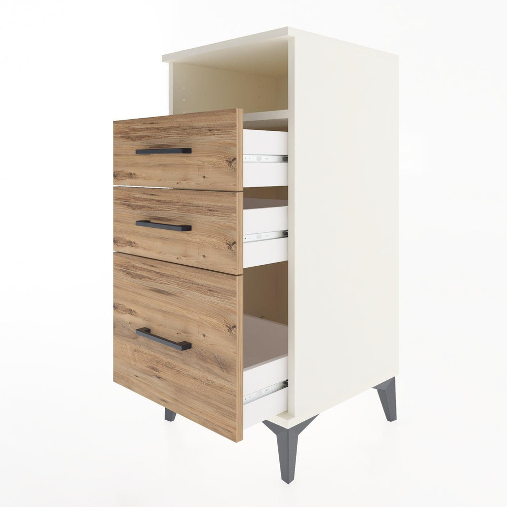 Woodntry Modular Nightstand Moonstone 44x44x84 cm with Drawer and Shelf CR10-1