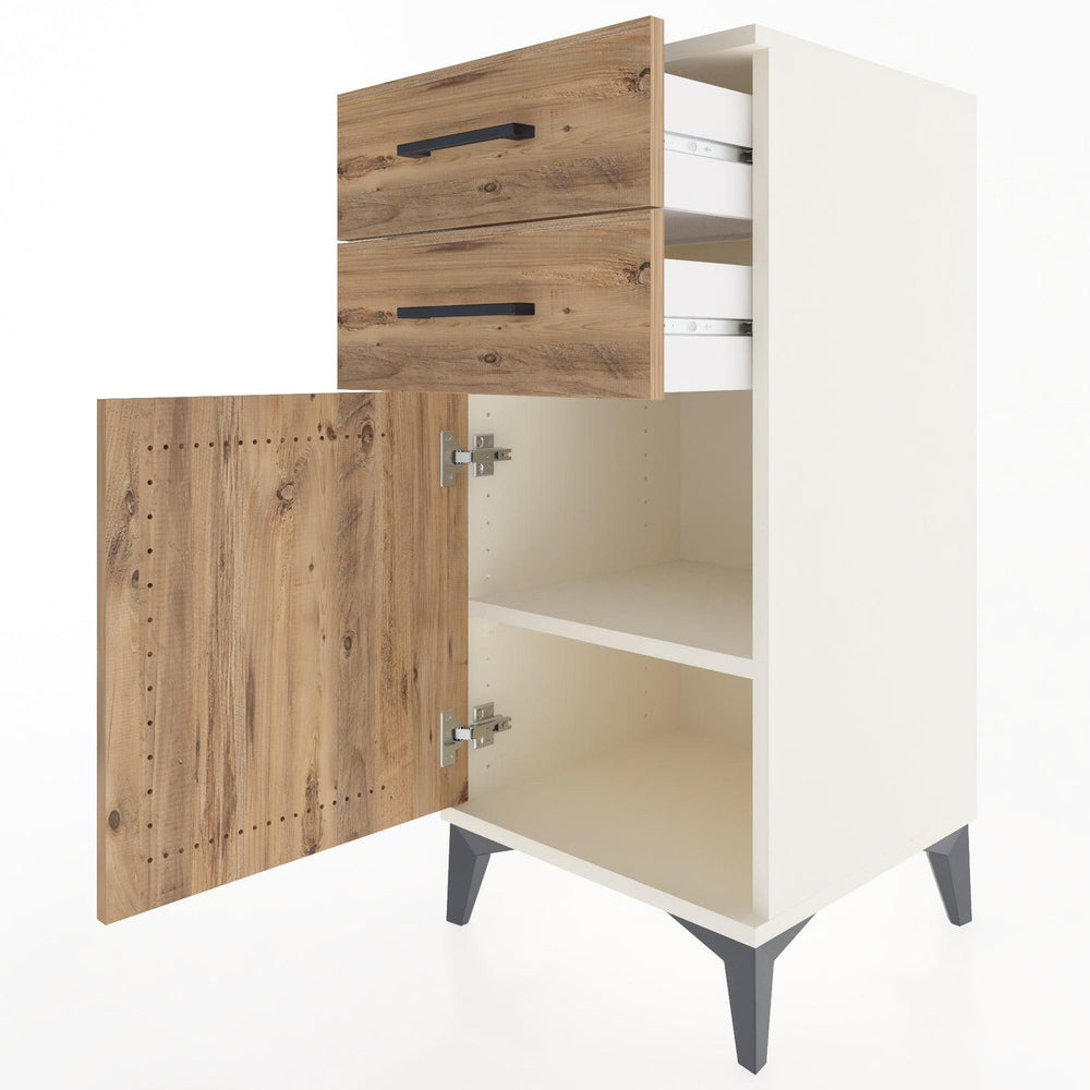 Woodntry Modular Nightstand Moonstone 44x44x84 cm with Cover and Drawer KC32-1