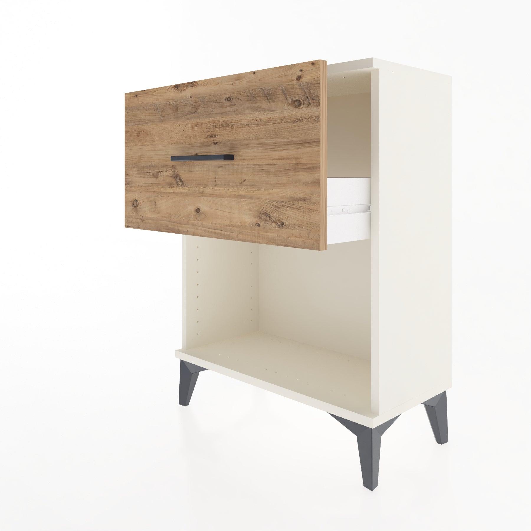 Woodntry Modular Nightstand Moonstone 60x30x68 cm with Drawer and Shelf CR10-1