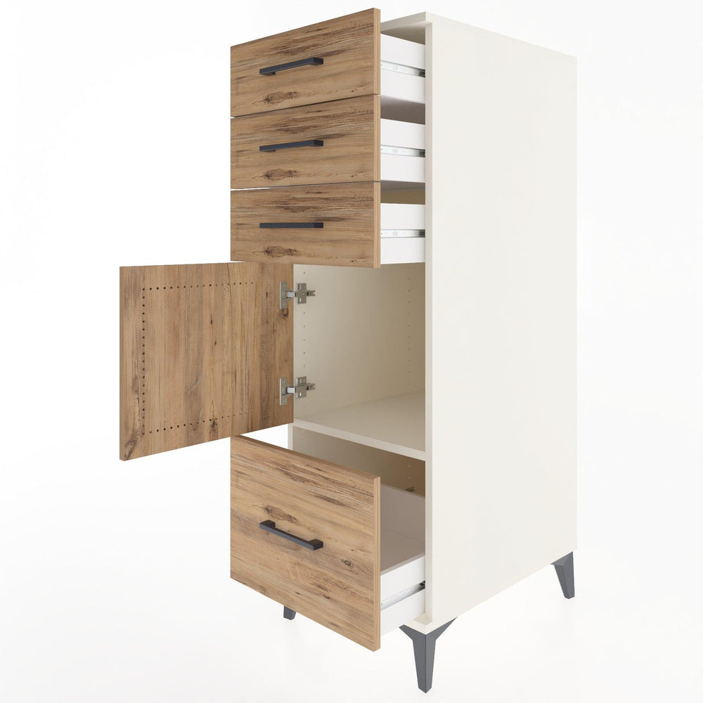 Woodntry Modüler Dolap Aytaşı 44x59x122 cm Kapaklı ve Çekmeceli KC10-1