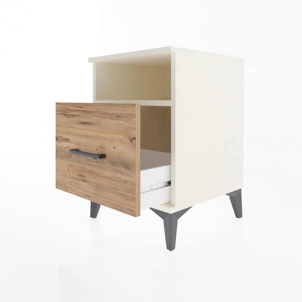 Woodntry Modular Nightstand Moonstone 44x44x52 cm with Drawer and Shelf CR10-1