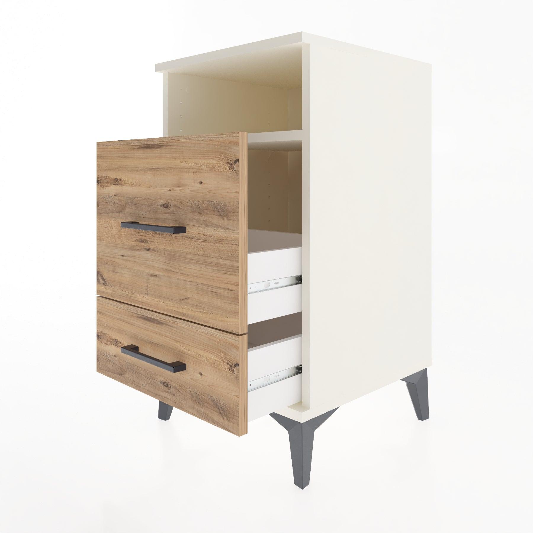 Woodntry Modular Nightstand Moonstone 44x44x68 cm with Drawer and Shelf CR10-1