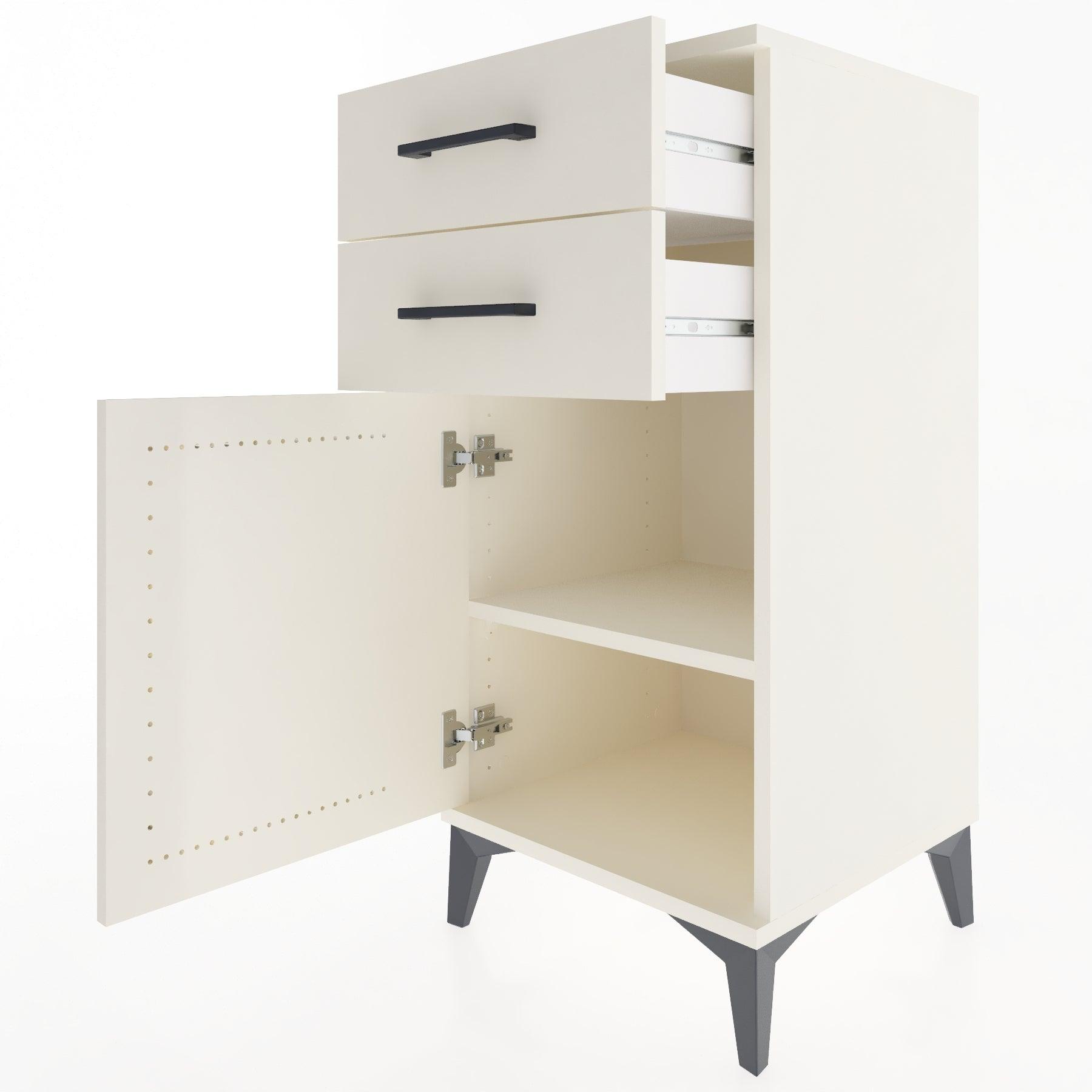 Woodntry Modular Nightstand Moonstone 44x44x84 cm with Cover and Drawer KC32-1