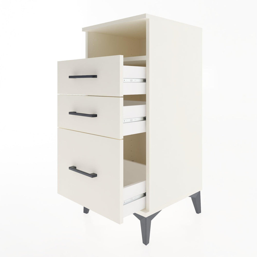 Woodntry Modular Nightstand Moonstone 44x44x84 cm with Drawer and Shelf CR10-1