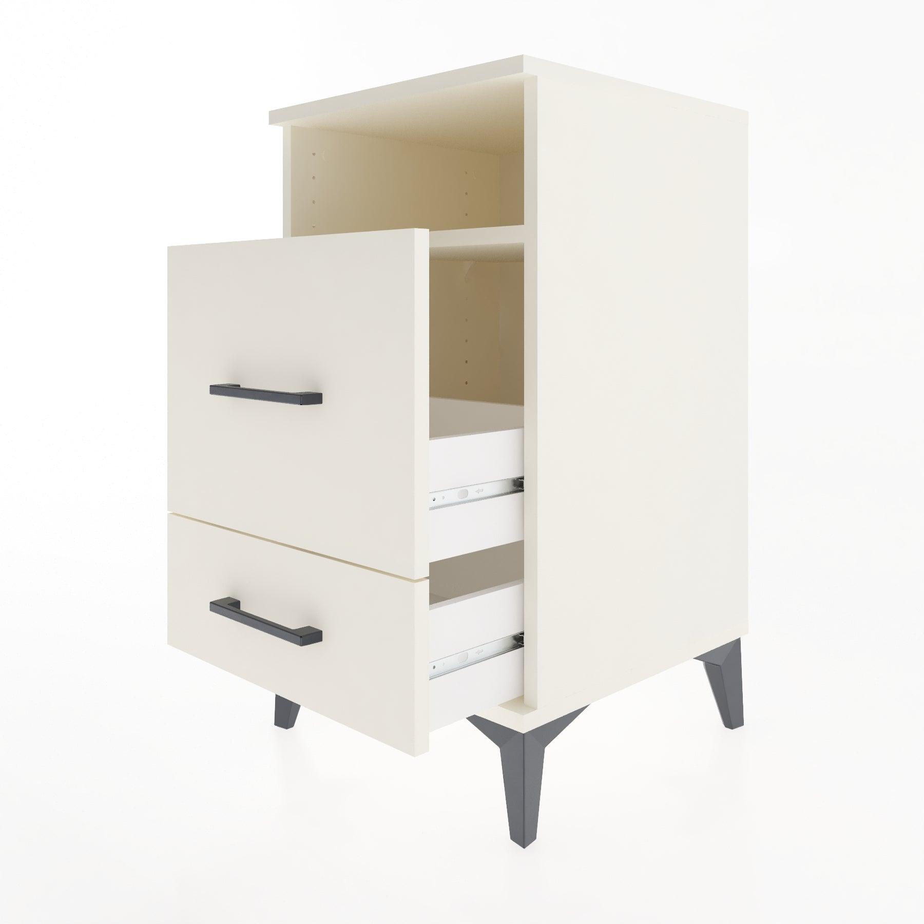 Woodntry Modular Nightstand Moonstone 44x44x68 cm with Drawer and Shelf CR10-1