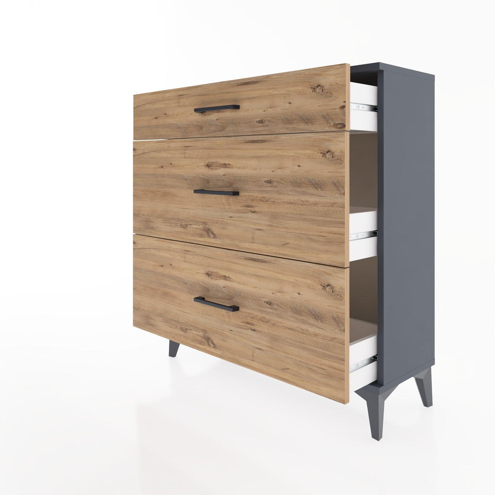 Woodntry Modüler Şifonyer Antrasit 88x30x84 cm Çekmeceli C10-2