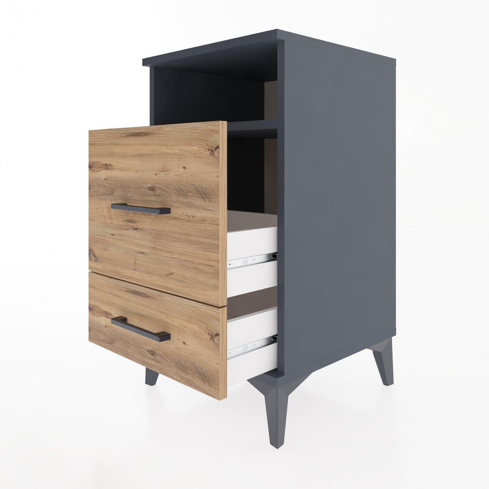 Woodntry Modular Nightstand Anthracite 44x44x68 cm with Drawers and Shelves CR10-2