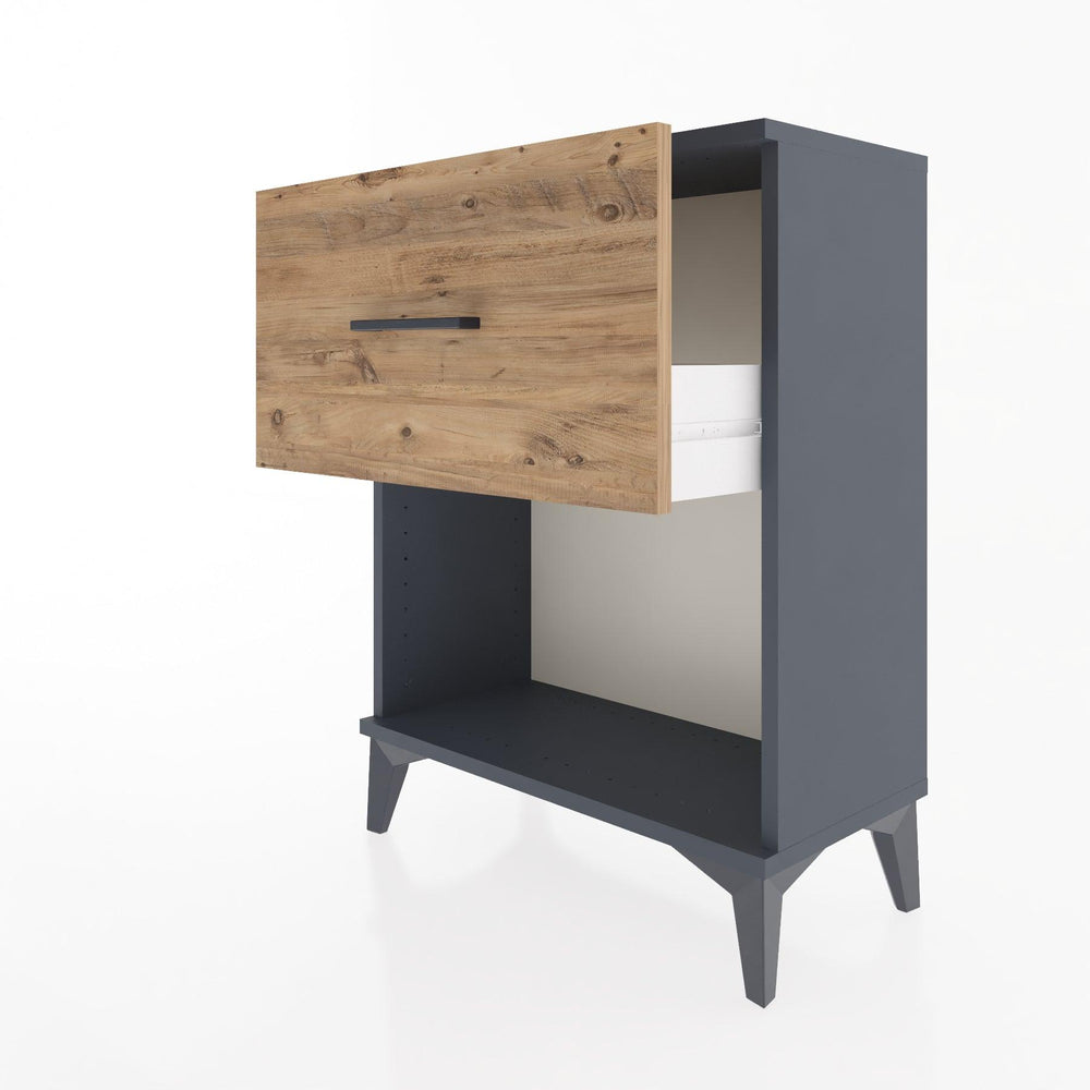 Woodntry Modular Nightstand Anthracite 60x30x68 cm with Drawer and Shelf CR10-2
