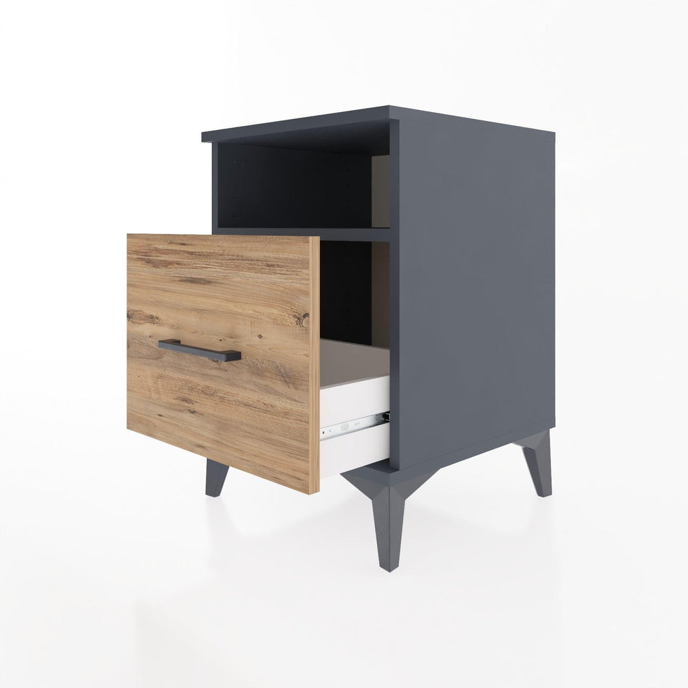 Woodntry Modular Nightstand Anthracite 44x44x52 cm with Drawers and Shelves CR10-2