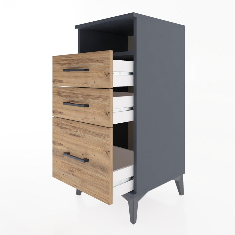 Woodntry Modular Nightstand Anthracite 44x44x84 cm with Drawers and Shelves CR10-2