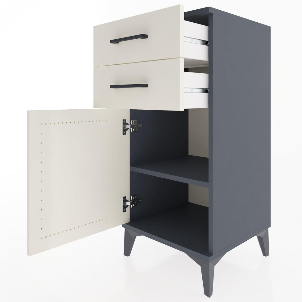 Woodntry Modular Nightstand Anthracite 44x44x84 cm with Cover and Drawer KC32-2