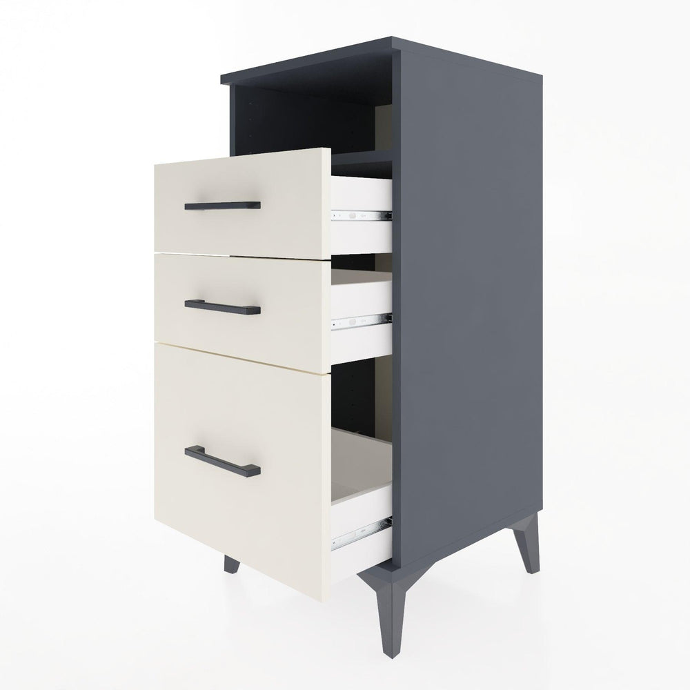 Woodntry Modular Nightstand Anthracite 44x44x84 cm with Drawers and Shelves CR10-2