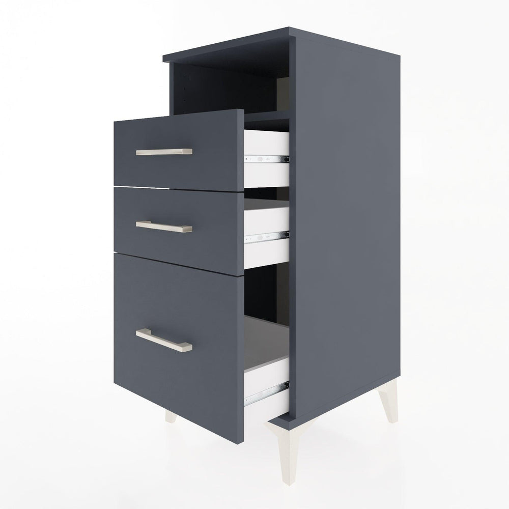 Woodntry Modular Nightstand Anthracite 44x44x84 cm with Drawers and Shelves CR10-2