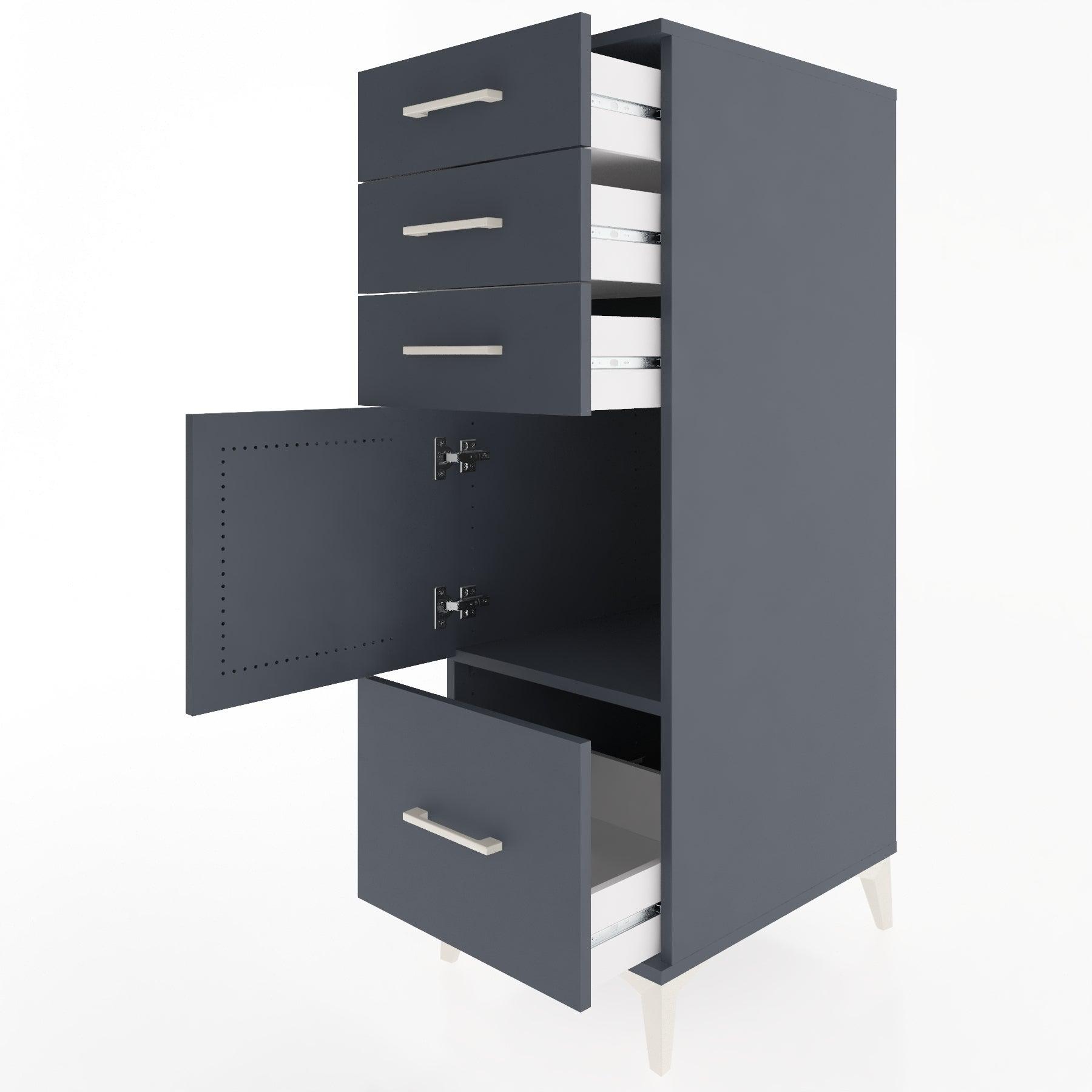 Woodntry Modular Cabinet Anthracite 44x30x122 cm with Doors and Drawers KC10-2