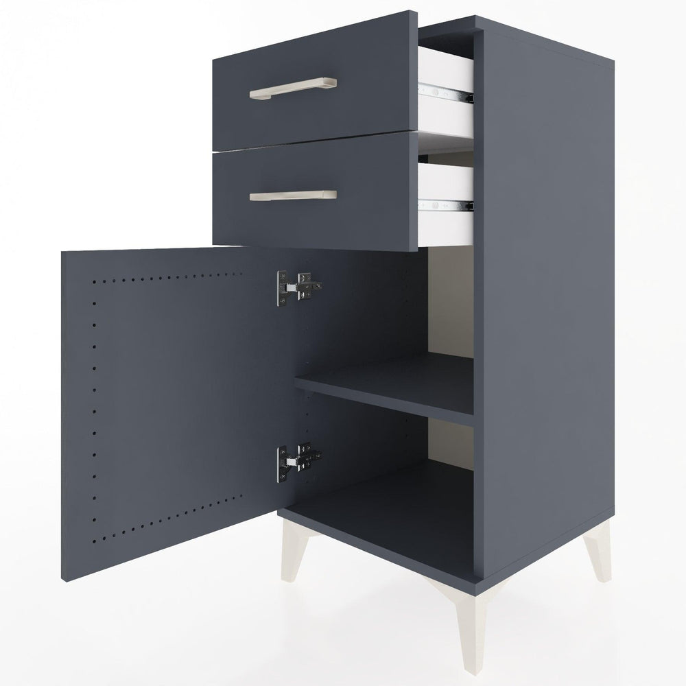 Woodntry Modular Nightstand Anthracite 44x44x84 cm with Cover and Drawer KC32-2