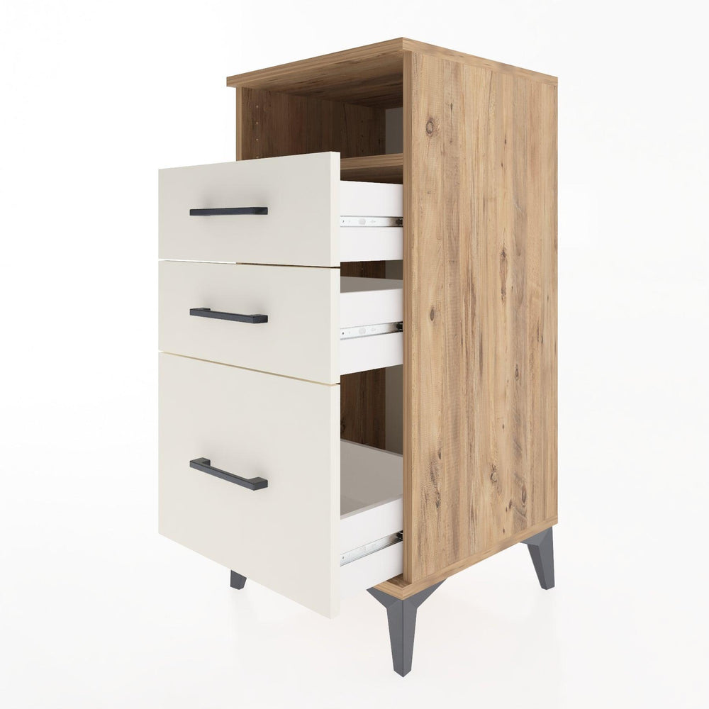 Woodntry Modular Nightstand Pine 44x44x84 cm with Drawers and Shelves CR10-3