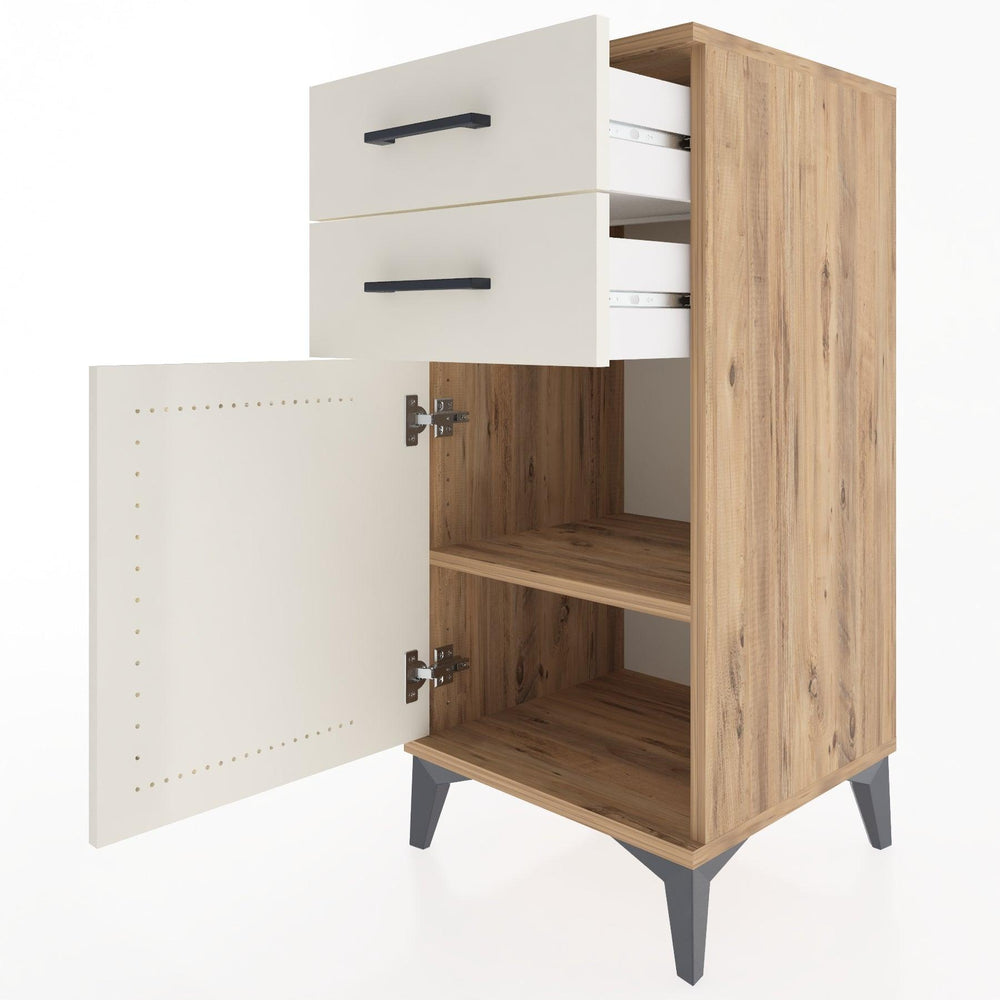 Woodntry Modular Nightstand Pine 44x44x84 cm with Cover and Drawer KC32-3