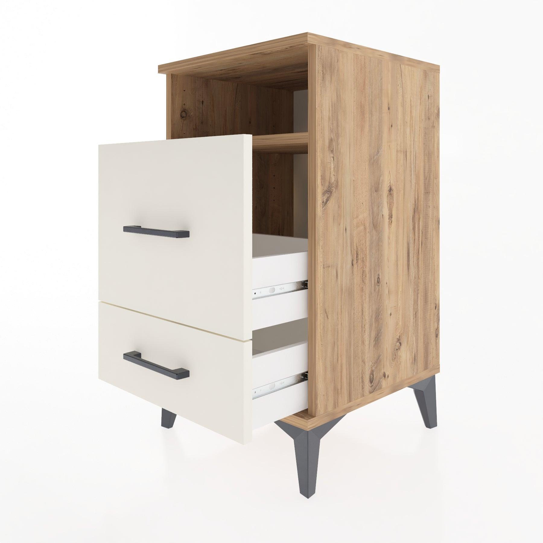 Woodntry Modular Nightstand Pine 44x44x68 cm with Drawers and Shelves CR10-3
