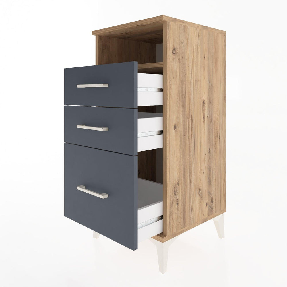 Woodntry Modular Nightstand Pine 44x44x84 cm with Drawers and Shelves CR10-3