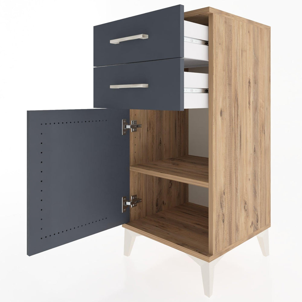 Woodntry Modular Nightstand Pine 44x44x84 cm with Cover and Drawer KC32-3