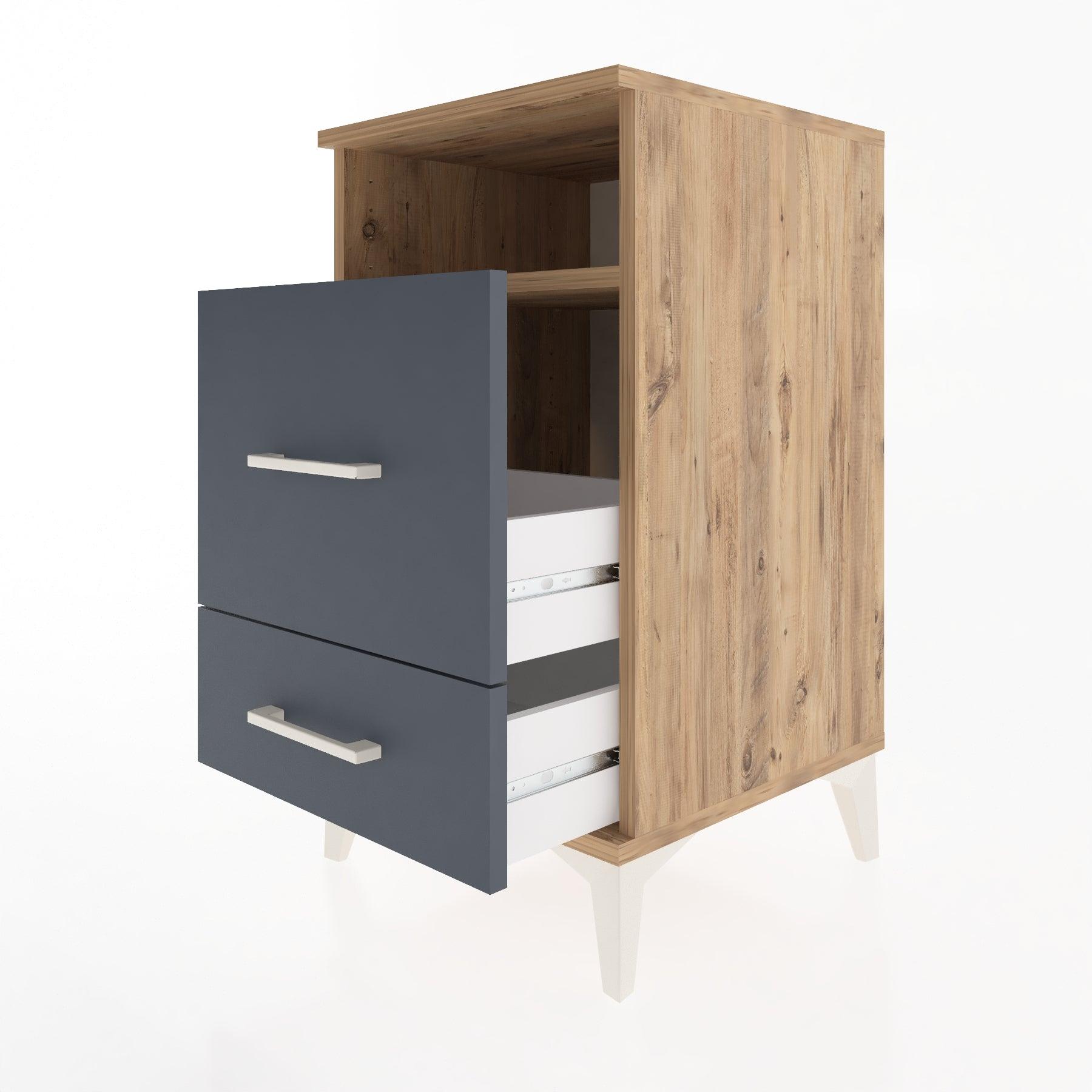Woodntry Modular Nightstand Pine 44x44x68 cm with Drawers and Shelves CR10-3