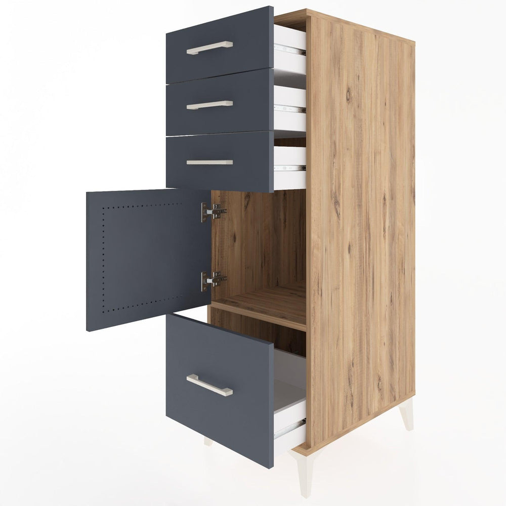 Woodntry Modular Cabinet Pine 44x30x122 cm with Doors and Drawers KC10-3
