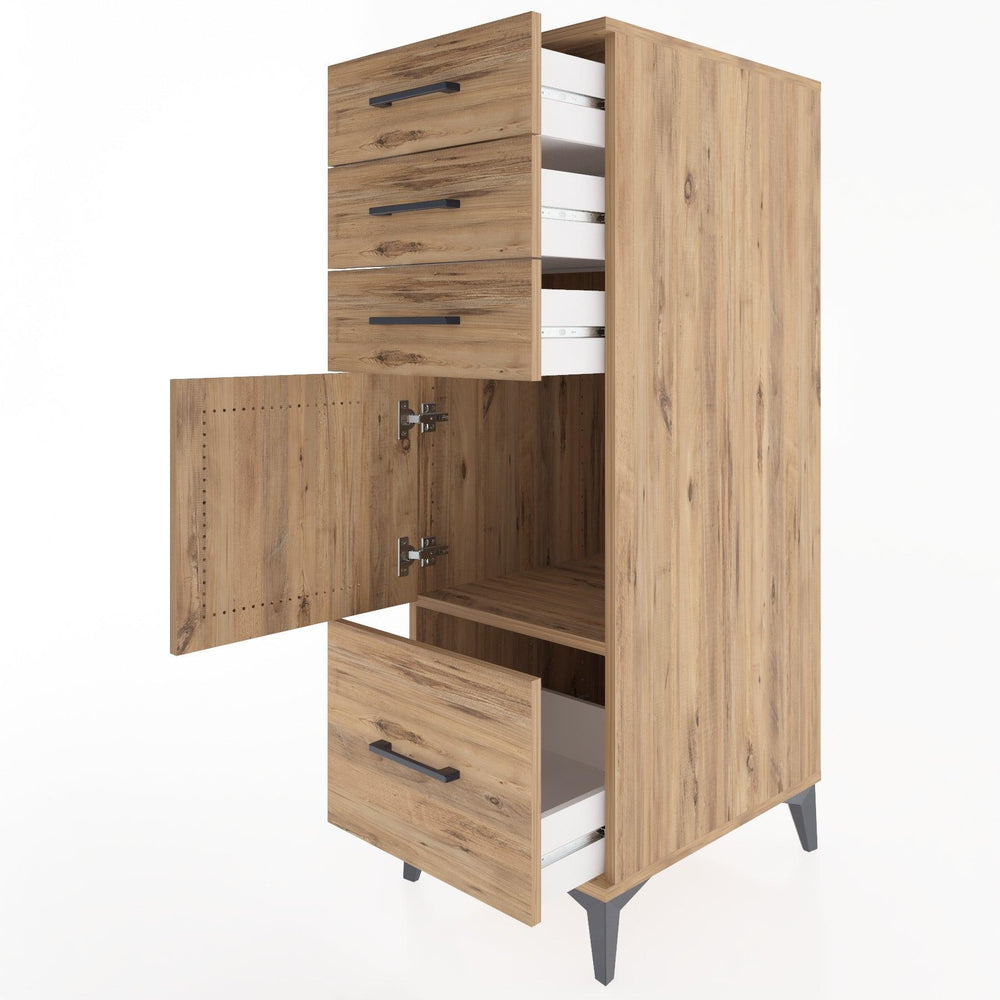 Woodntry Modular Cabinet Pine 44x30x122 cm with Doors and Drawers KC10-3