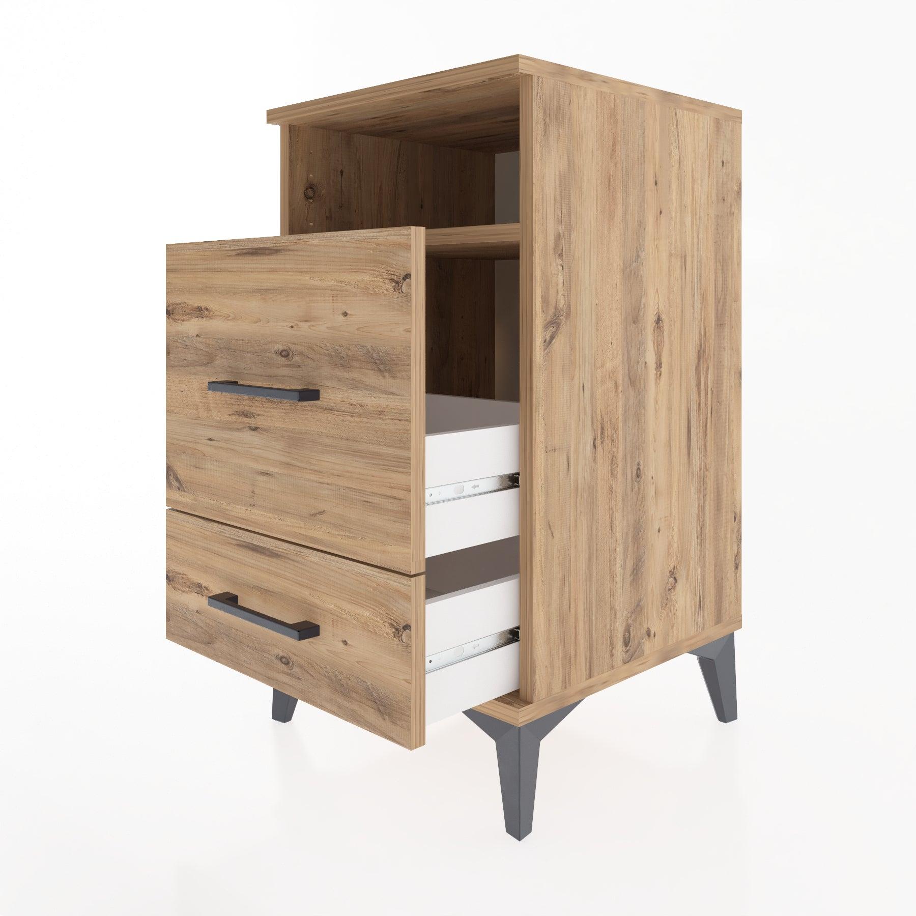 Woodntry Modular Nightstand Pine 44x44x68 cm with Drawers and Shelves CR10-3
