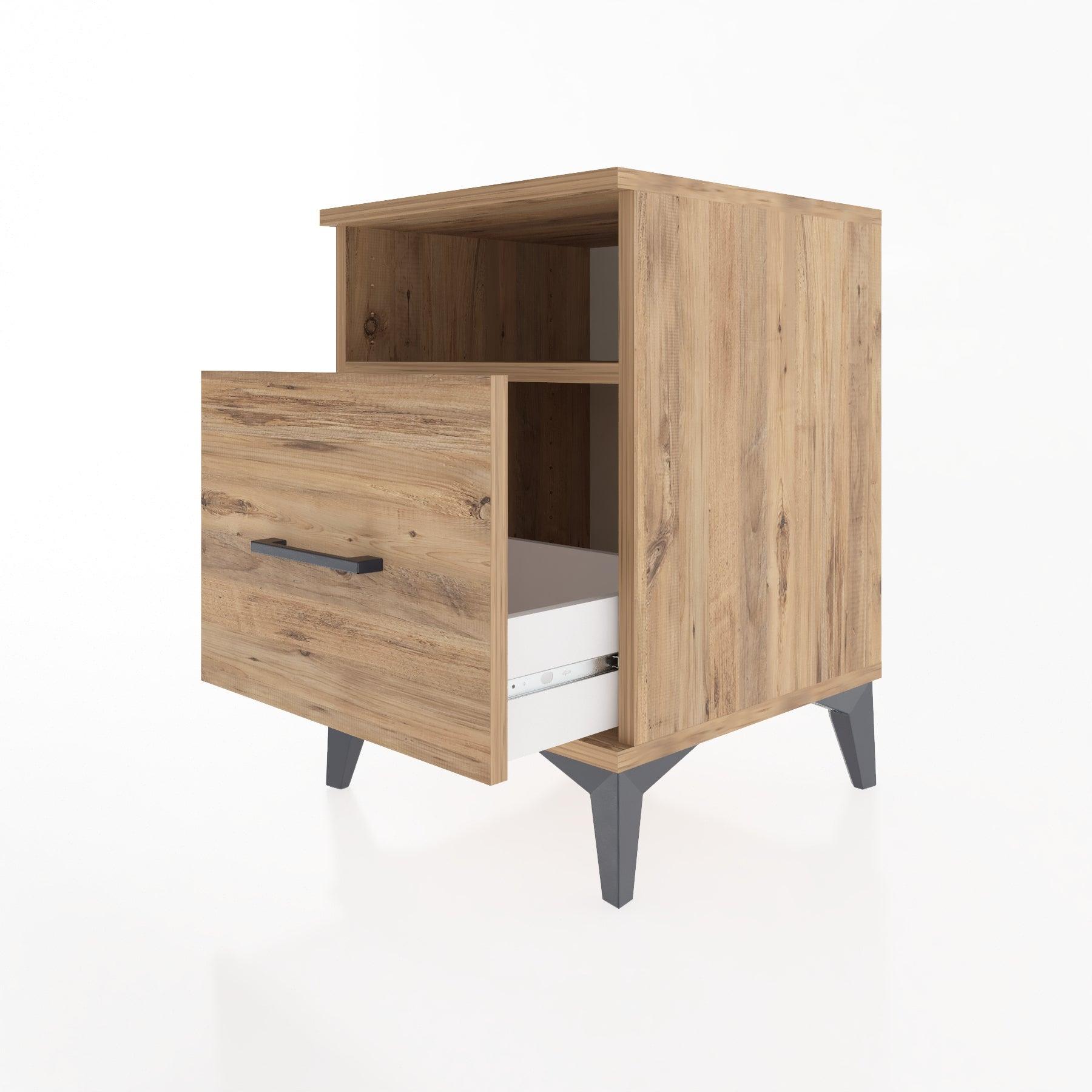 Woodntry Modular Nightstand Pine 44x44x52 cm with Drawers and Shelves CR10-3