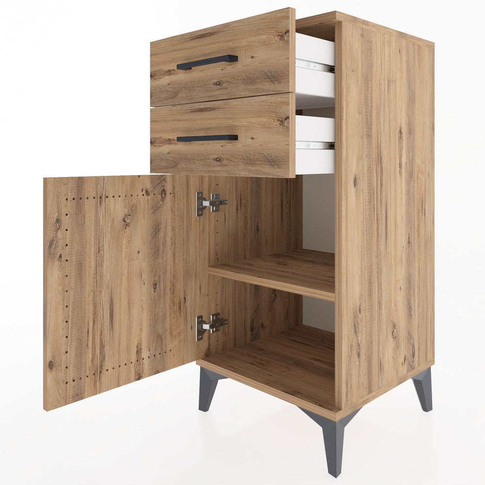Woodntry Modular Nightstand Pine 44x44x84 cm with Cover and Drawer KC32-3