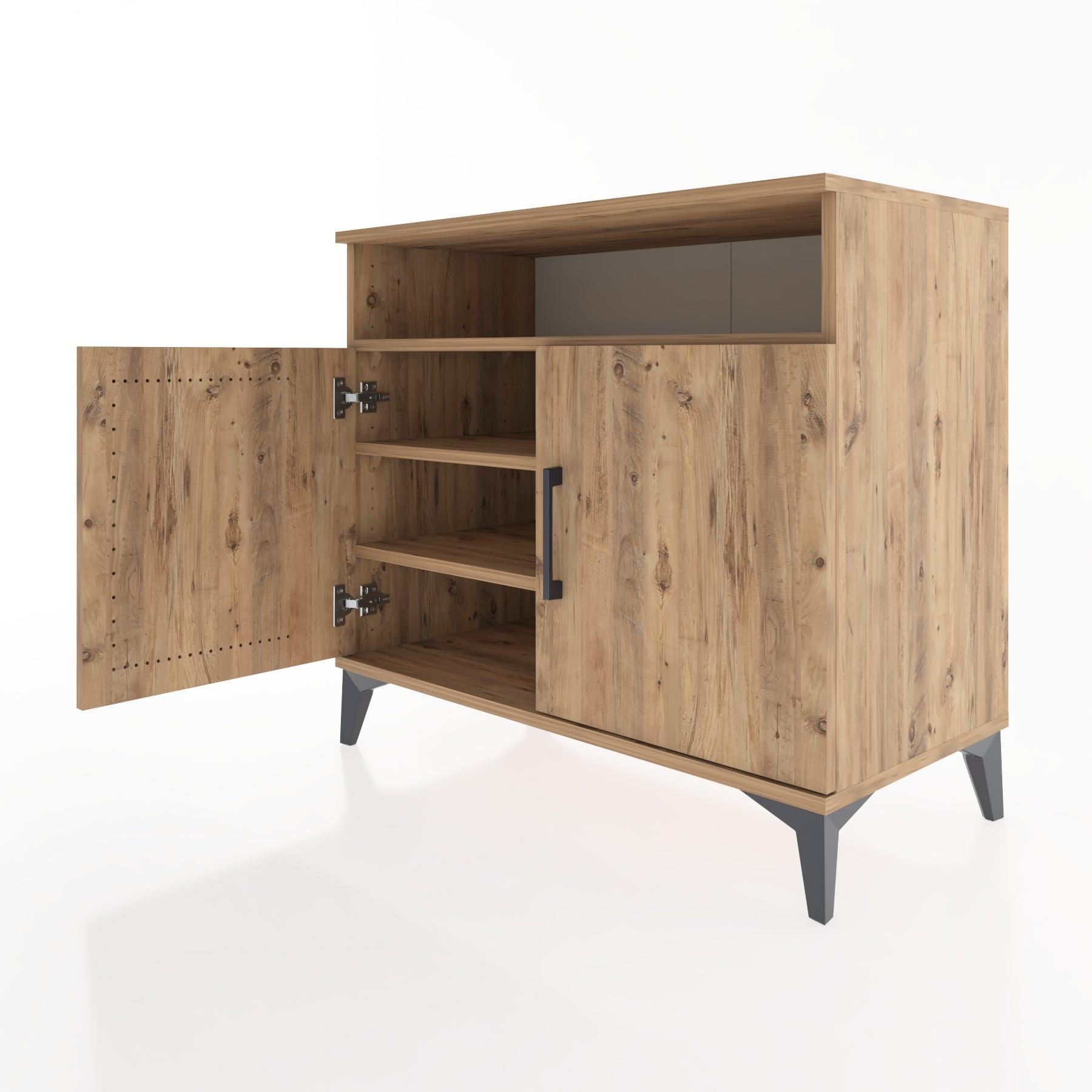 Woodntry Modüler Şifonyer Çam 88x44x68 cm Kapaklı ve Raflı KR10-3