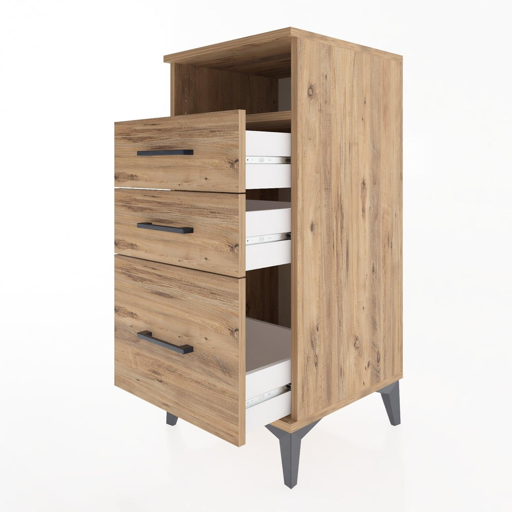 Woodntry Modular Nightstand Pine 44x44x84 cm with Drawers and Shelves CR10-3