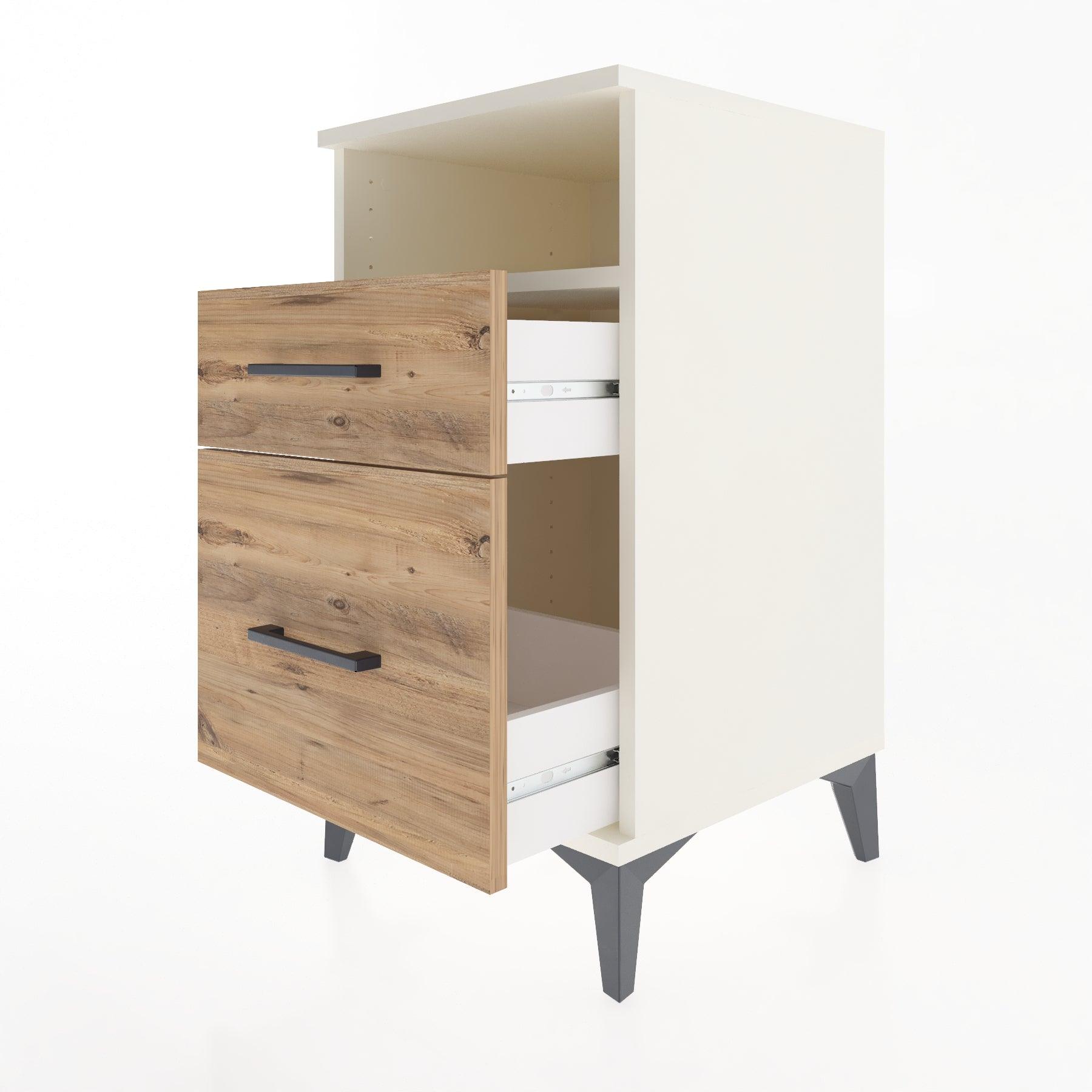 Woodntry Modular Nightstand Moonstone 44x44x68 cm with Drawer and Shelf CR11-1