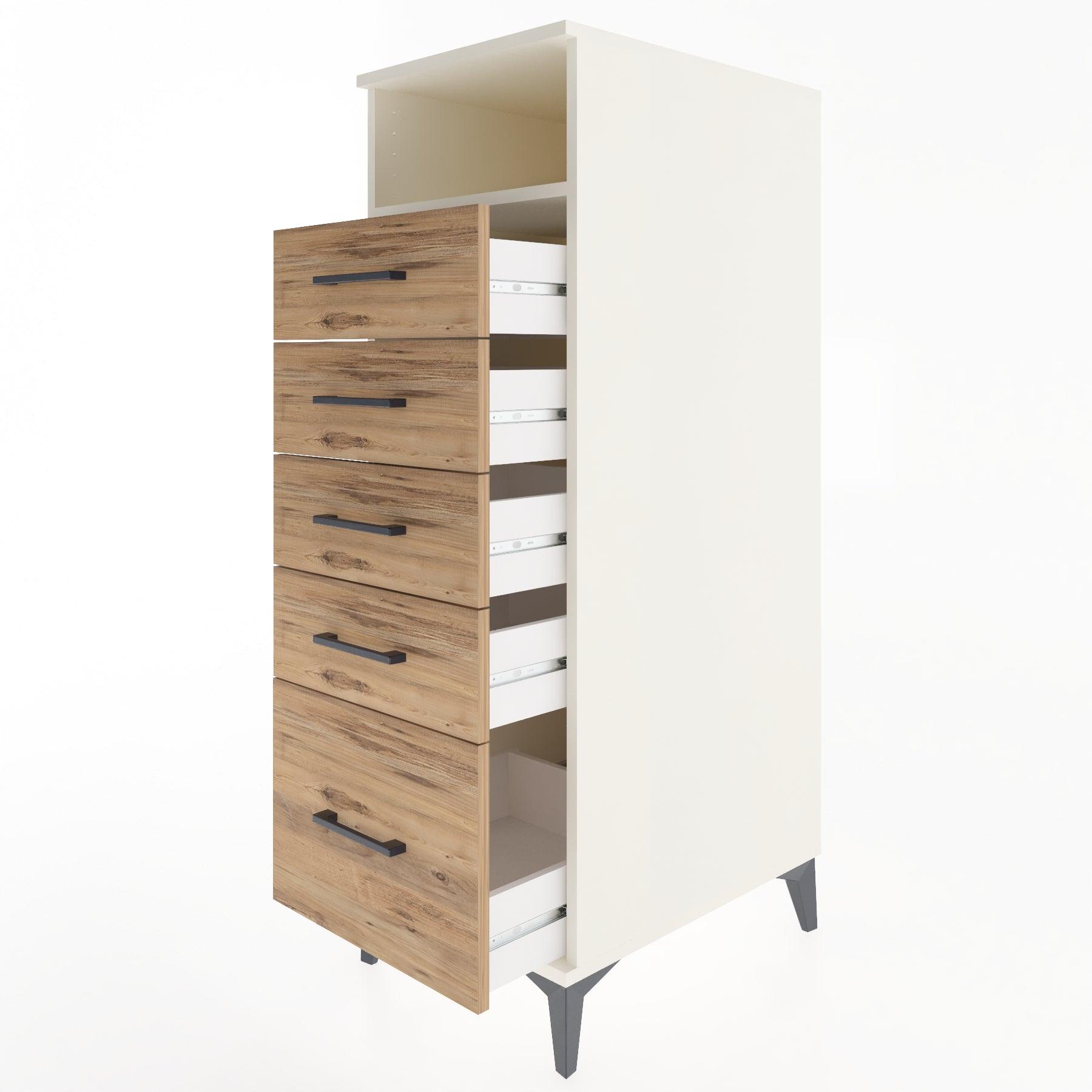 Woodntry Modular Cabinet Moonstone 44x30x122 cm with Drawers and Shelves CR11-1