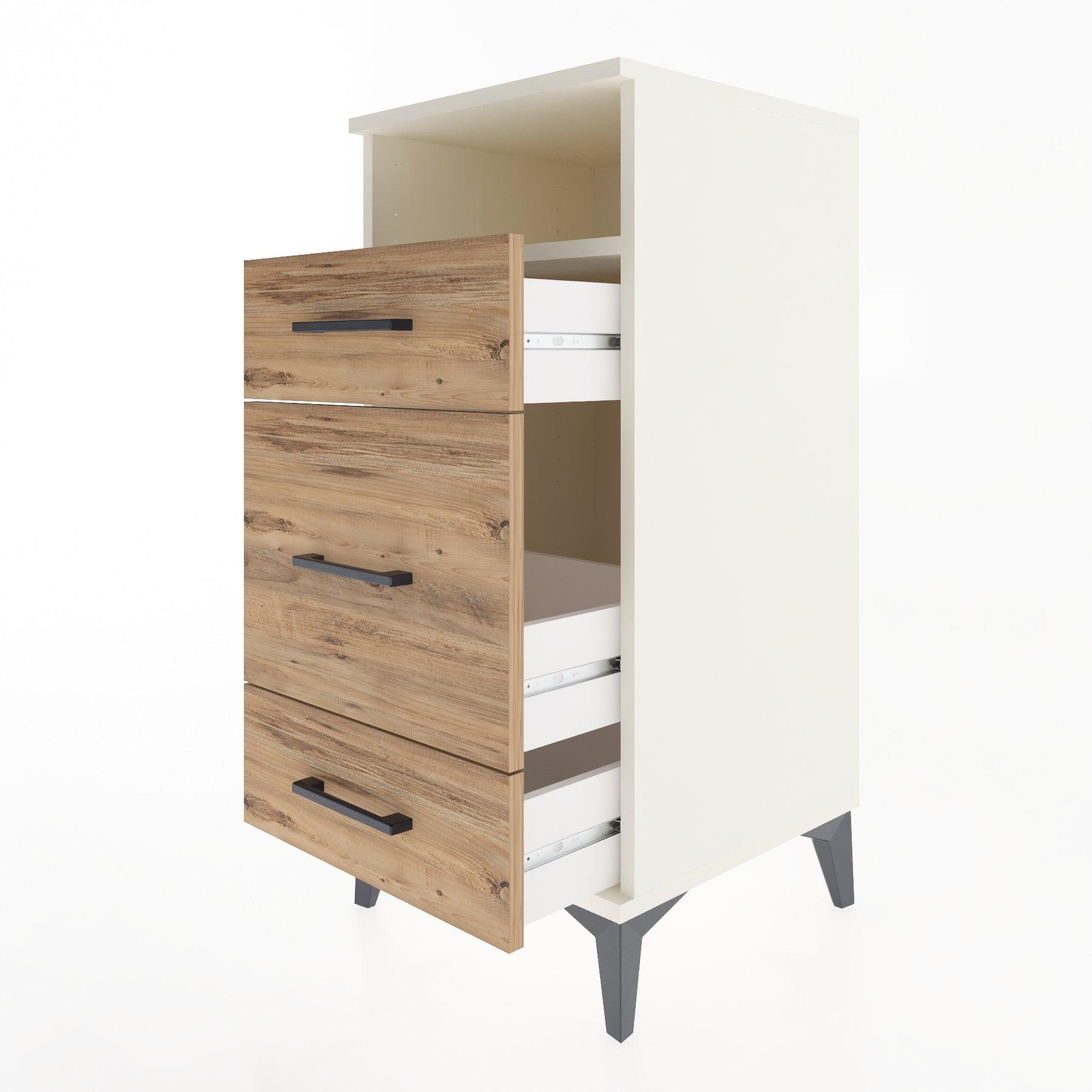 Woodntry Modular Nightstand Moonstone 44x44x84 cm with Drawer and Shelf CR11-1