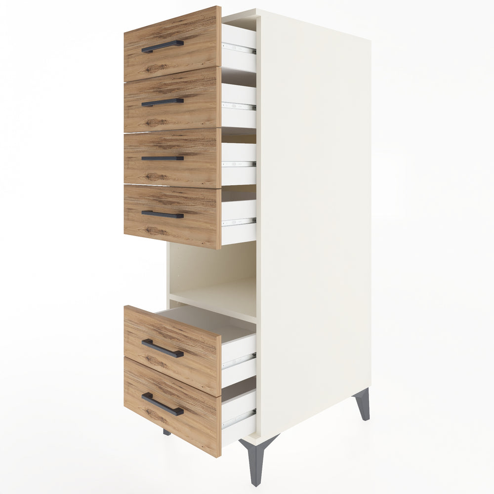 Woodntry Modular Cabinet Moonstone 44x59x122 cm with Drawers and Shelves CR61-1