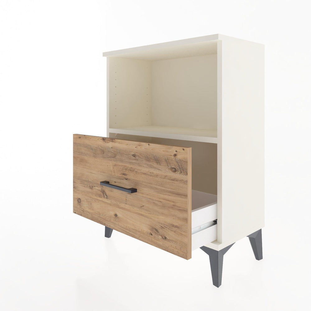 Woodntry Modular Nightstand Moonstone 60x30x68 cm with Drawer and Shelf CR11-1