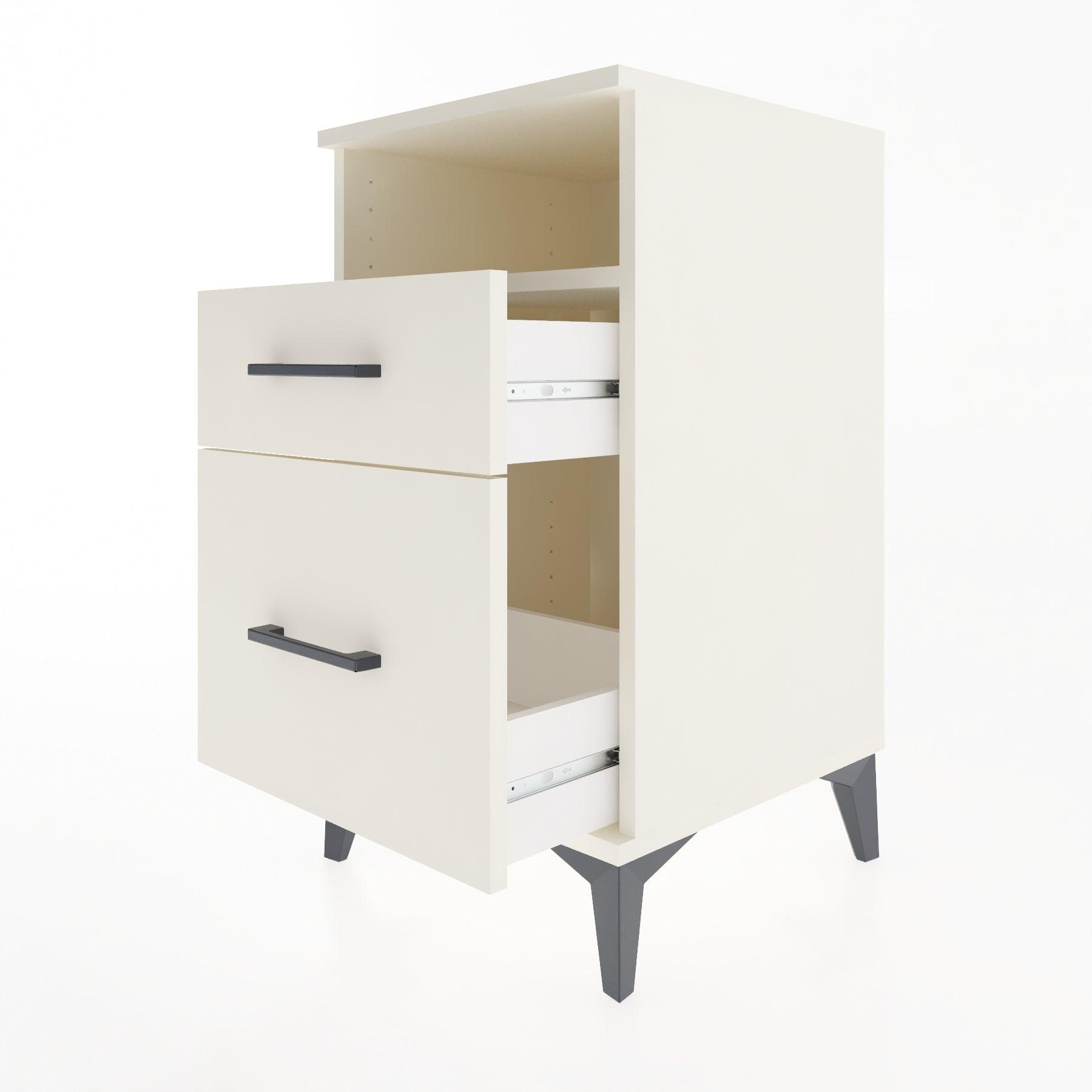 Woodntry Modular Nightstand Moonstone 44x44x68 cm with Drawer and Shelf CR11-1